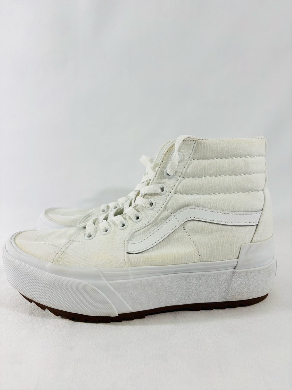 Vans Sk8 Hi White Sneakers **See Small Discoloration